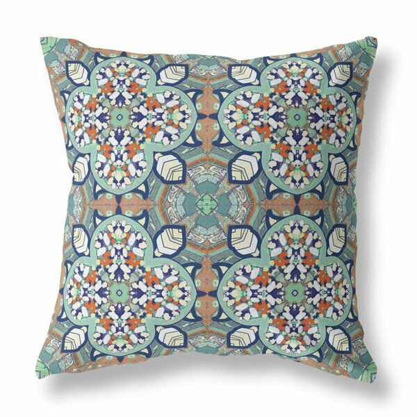 Palacedesigns 18 in. Cloverleaf Indoor & Outdoor Throw Pillow Green & Muted Orange PA3104200